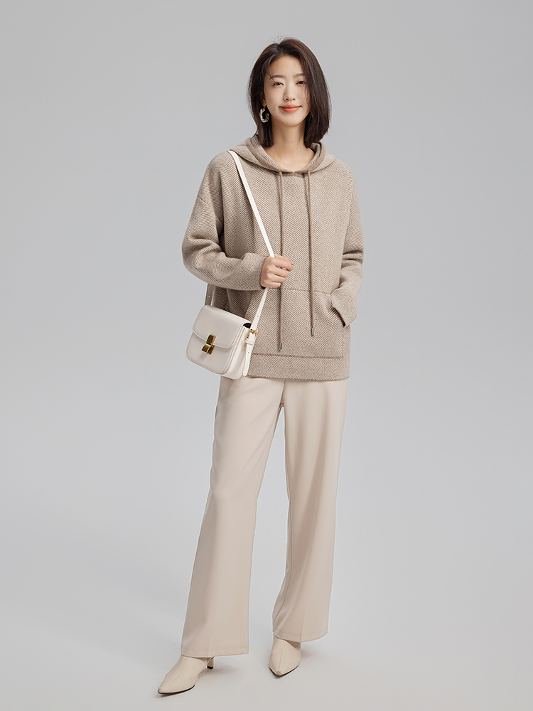 Women Cashmere Full Needle Hoodie