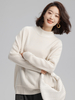 Women Cashmere Half Turtleneck Ribbed Batwing-sleeved Sweater