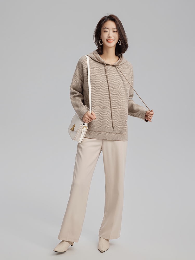 Women Cashmere Full Needle Hoodie