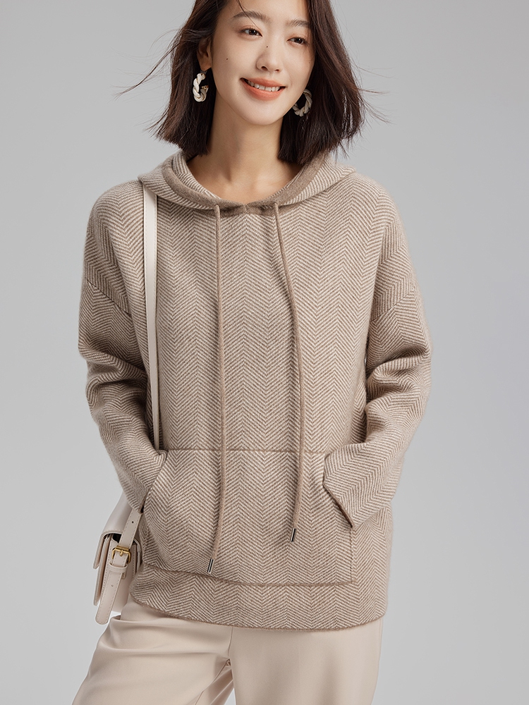 Women Cashmere Full Needle Hoodie