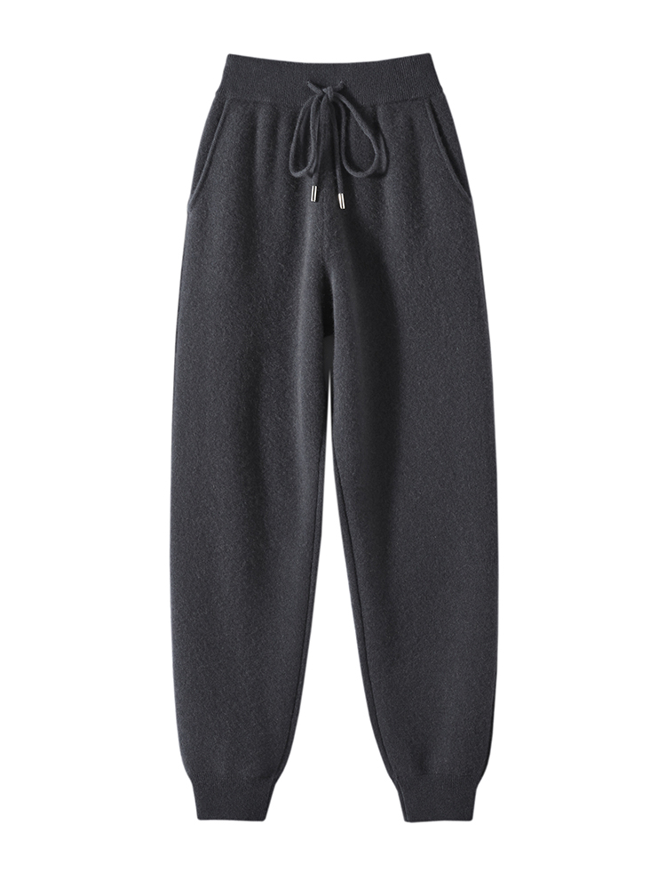 Women Cashmere Full Needle Drawstring Jogger