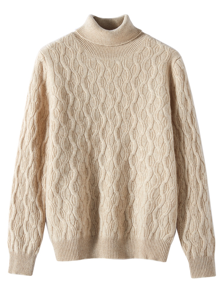 Women Cashmere Turtleneck Cable Sweater
