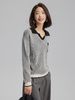 Women Cashmere Polo Neck Vertical Stripes Sweater