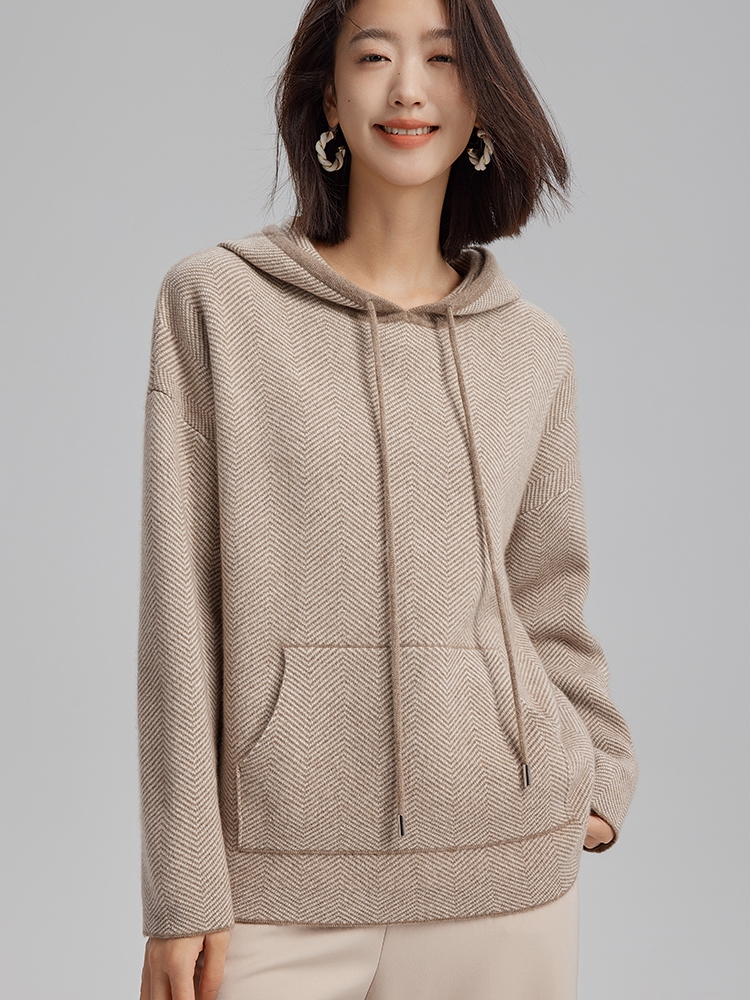 Women Cashmere Full Needle Hoodie