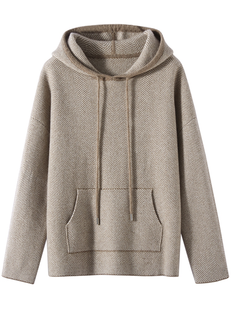 Women Cashmere Full Needle Hoodie