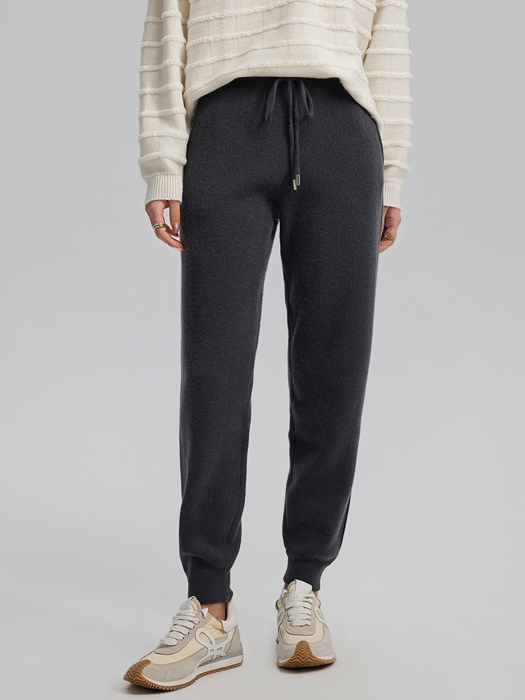 Women Cashmere Full Needle Drawstring Jogger