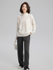 Women Cashmere Half Turtleneck Ribbed Batwing-sleeved Sweater