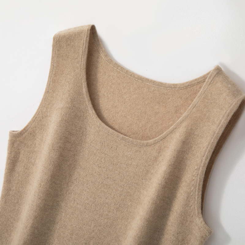 Women 100% Cashmere Round-Neck Tank Top