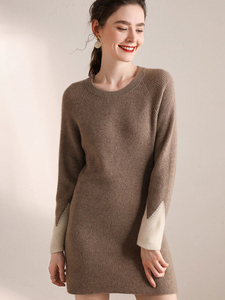 Women 100% Cahmere Round-neck Long Sweater for A/W